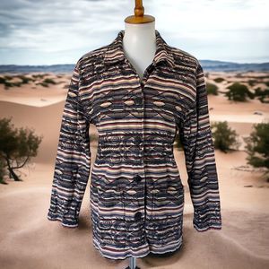 Chico's Design Vtg Multicolor Striped Southwestern Print Jacket Lightweight 0 S